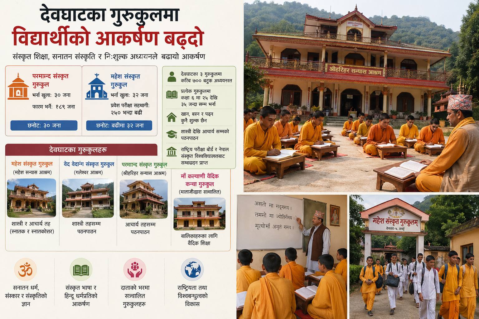 देवघाटका गुरुकुलमा विद्यार्थीको आकर्षण बढ्दो