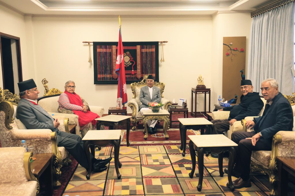 राष्ट्रपति पौडेलको पहलमा शीर्ष नेताबीच छलफल